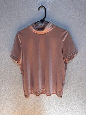 Madewell Velvet Mock Neck Short Sleeve Top Women’s S Champagne